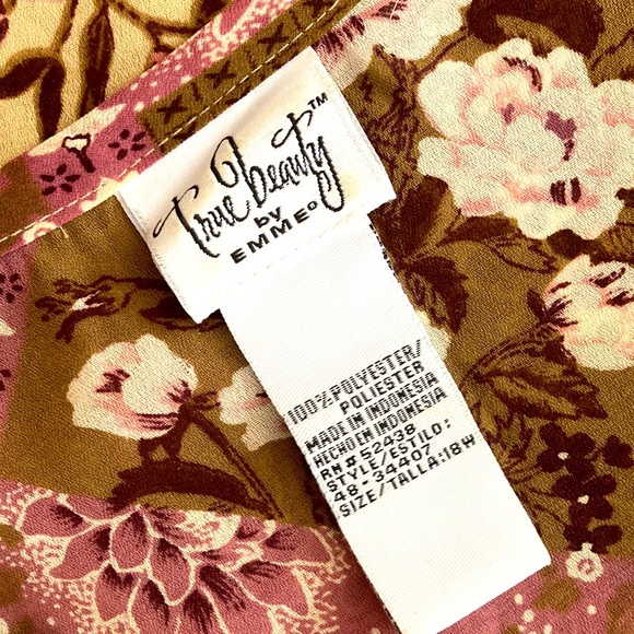 Tunic long mini skirt length dusty rose floral plus size 1X, emme true beauty. - Picture 3 of 7